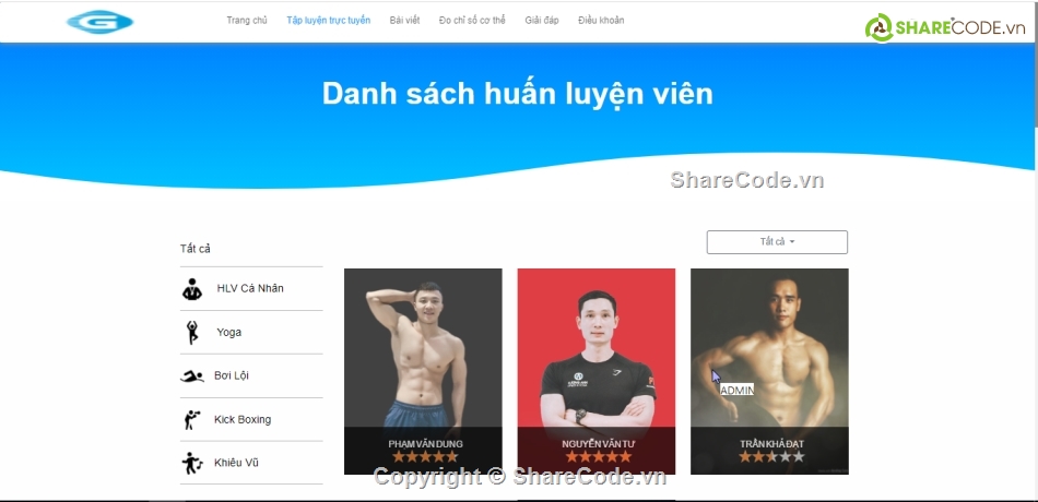 code web,Laravel,code đồ án,Full code web,đồ án php,quản lý phòng gym